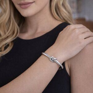 JF0317 Interlok Single Knot Silver Hinged Bracelet by BRIGHTON